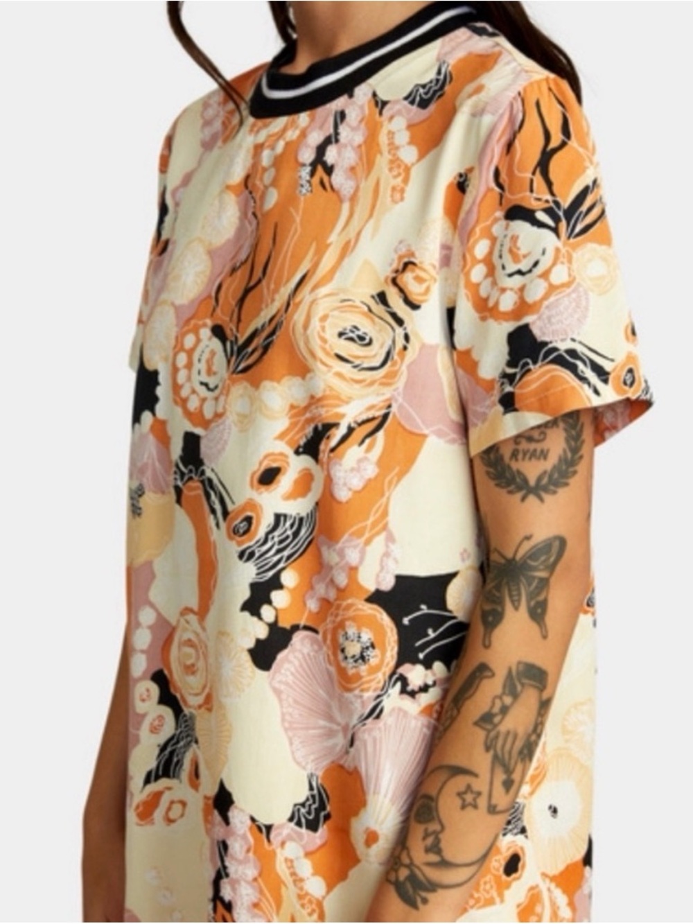 RVCA Tomboy Retro Printed Ringer Neck T-Shirt Dress